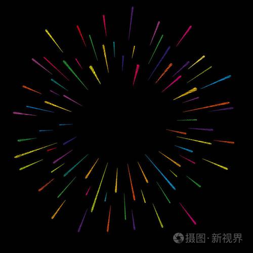 丰富多彩的抽象节日烟花的形状.爆裂的光线.爆炸图形元素.刺绣号码.
