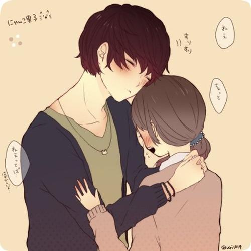 我在你的视线里 浪漫小情侣动漫插画图片.