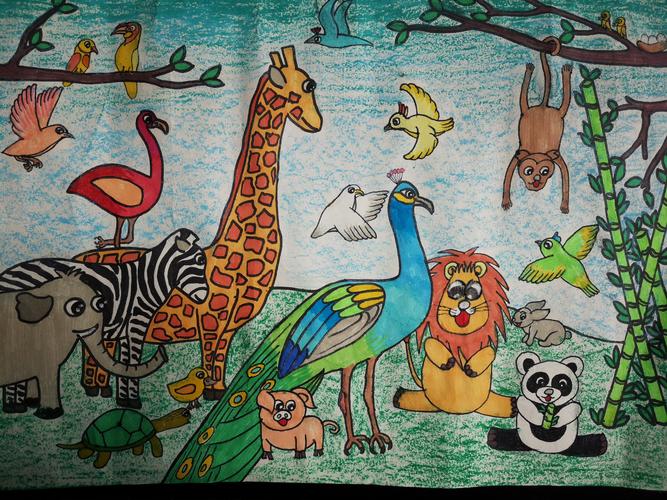 下关二小第三届云南省小学生野生动物绘画大赛作品展示