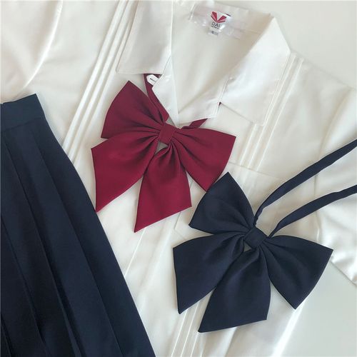 日系学生绀色学院风衬衫水手服蝴蝶结jk制服大羽根赤巨羽根领结女