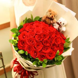 33/99朵深圳玫瑰花束情人节七夕送女友鲜花同城配送宝安罗湖龙华