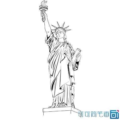 美国自由女神像简笔画图片