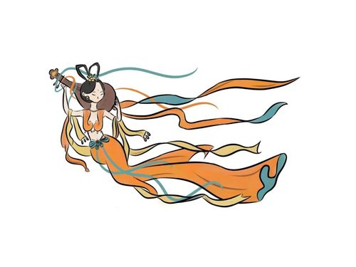 敦煌飞天#原创在这里→@冯大懵_敦煌_简笔画_手绘板_手机_画个简笔画