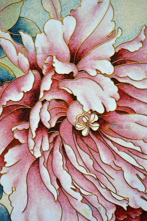 竖幅8款牡丹掐丝手工画diy景泰蓝工艺画套装材料50*64