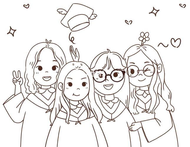 毕业季|照片绘画_绘画_毕业季_简笔画_文化_绘画