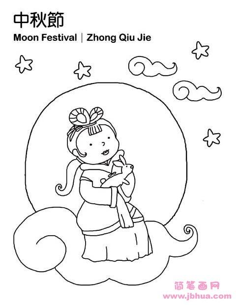 中秋节嫦娥简笔画图片