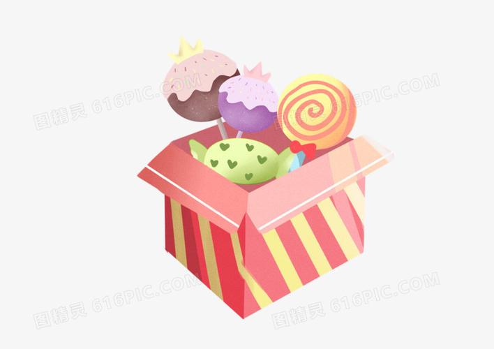 可爱手绘卡通粉色糖果盒