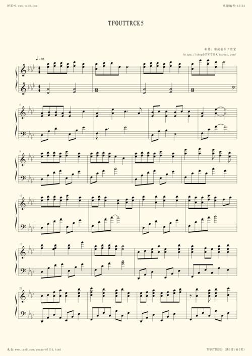 钢琴谱:tfouttrck5