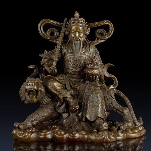 购客开纯铜武财神摆件铜赵公明骑虎财神办公室饰品仿古家居礼品_易购