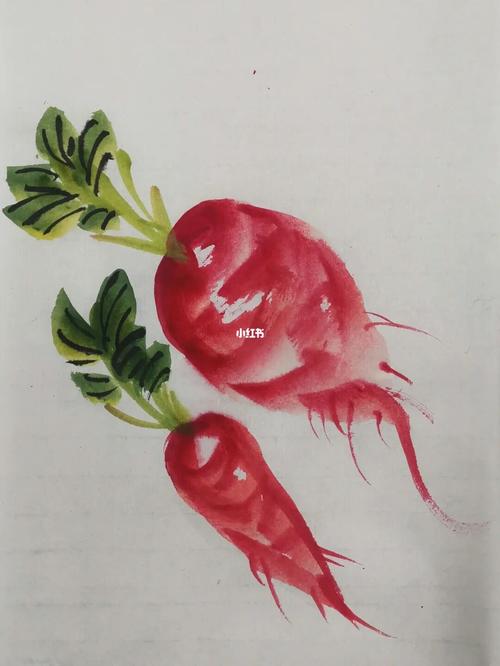 国画第十一课 红萝卜完成图_国画_文化_绘画