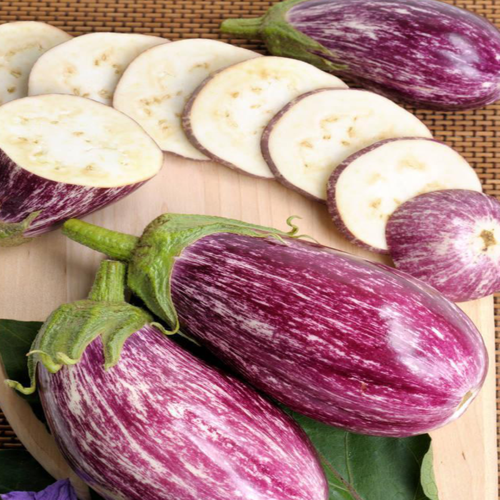 美国进口紫霞花茄子种子苗紫白条纹彩茄子种籽观赏食用春夏秋四季