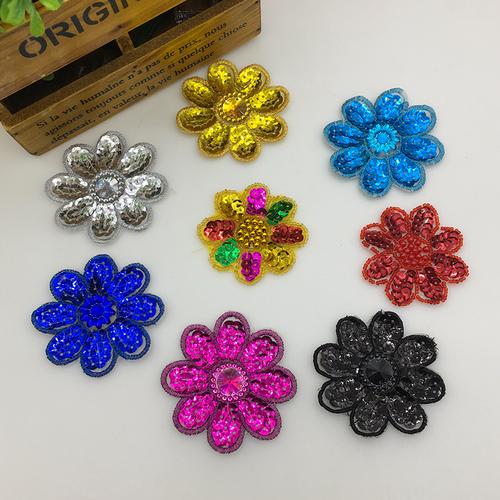 厂家直销 小八角亮片花朵 服装演出配件diy手工珠片花