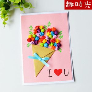 儿童创意纽扣画立体贺卡春节手工diy制作材料教师节感恩新年卡片立体