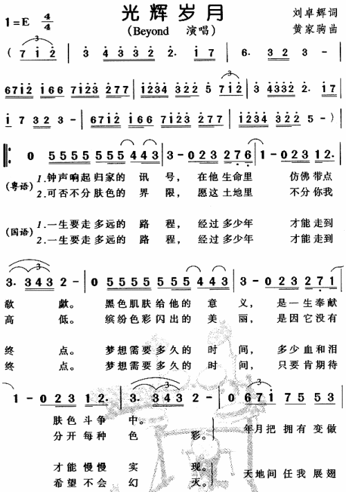 光辉岁月的数字简谱