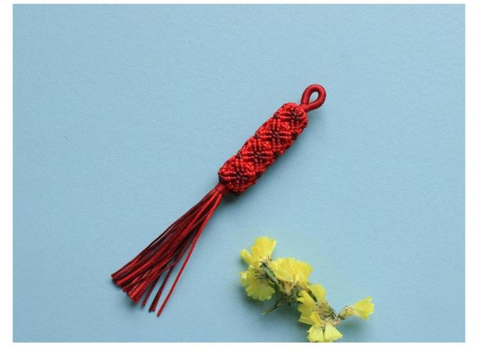 兵喜(bingxi)花柱 青花瓷柱编绳挂件汽车钥匙扣 包挂饰品材料包赠视频