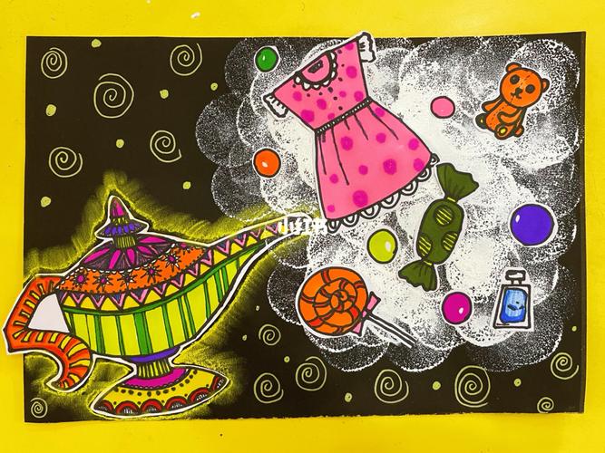 阿拉丁神灯创意美术78岁儿童创意画