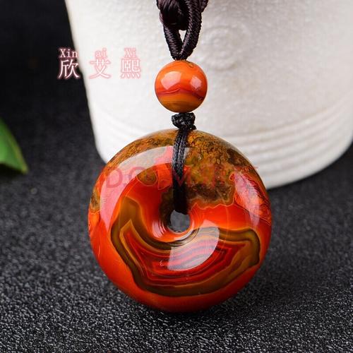 宣化战国红玛瑙平安扣原石吊坠裸石原石项链挂坠男女士吊坠编号207