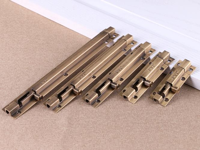 热卖fyi全铜插销双开门明装纯铜门栓门闩黑色仿古木门子母门销插销锁