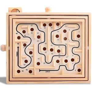 木制平衡走珠滚珠迷宫大号 儿童桌面游戏棋 亲子互动传统益智玩具