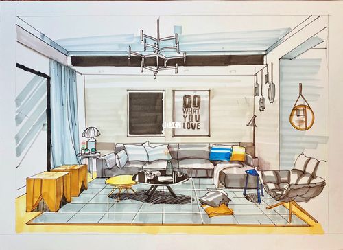 马克笔室内手绘效果图【上篇】_手绘_马克笔_绘画_画画_绘画日常_文化