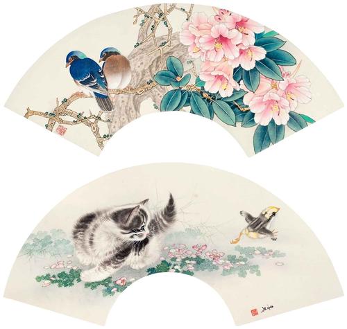 名人字画名家书画扇面圆光装饰品宣纸国画印刷品米春茂田云鹏f046