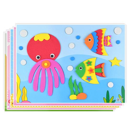 儿童eva贴画手工制作玩具 幼儿园diy粘贴画 卡通3d益智立体材料包