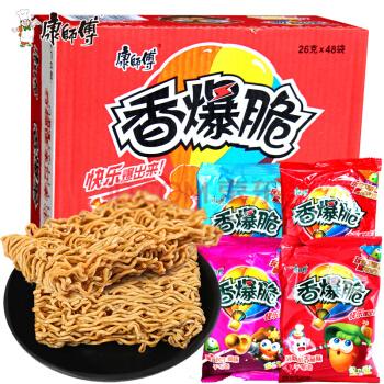【整箱】康师傅 香爆脆干脆面26g*48袋 吮指香葱鸡味(夏县)8月份