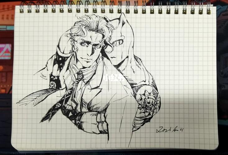 好久没有给线稿上过色了_线稿_jojo_文化_绘画