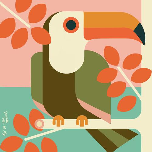 几何感动物插画