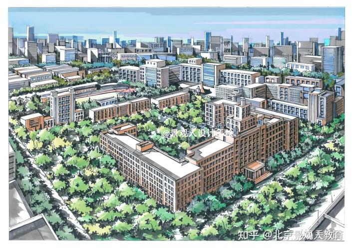 手绘最美校园系列东北林业大学学参天地德合自然