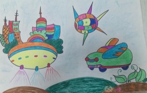 未来的交通工具儿童画画