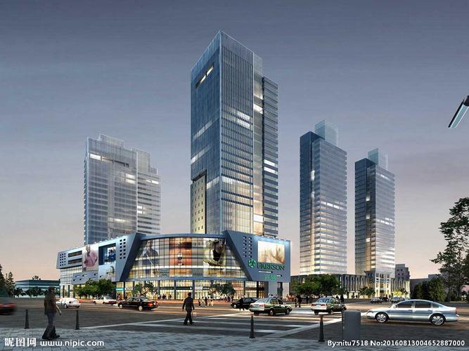 购物广场住宅区建筑效果图图片