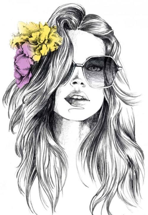 现代美女简笔艺术画 现代美女简笔画铅笔画