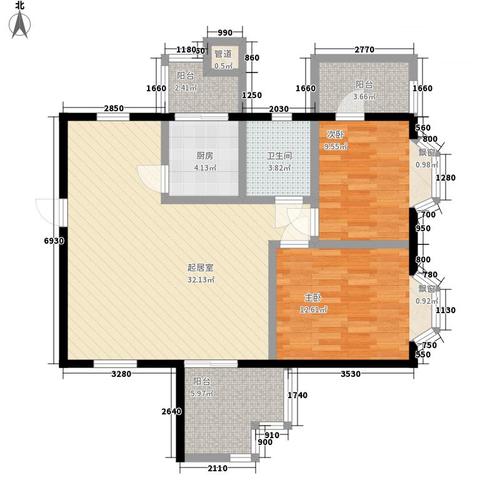 时代华庭2室0厅1卫1厨108.00㎡户型图