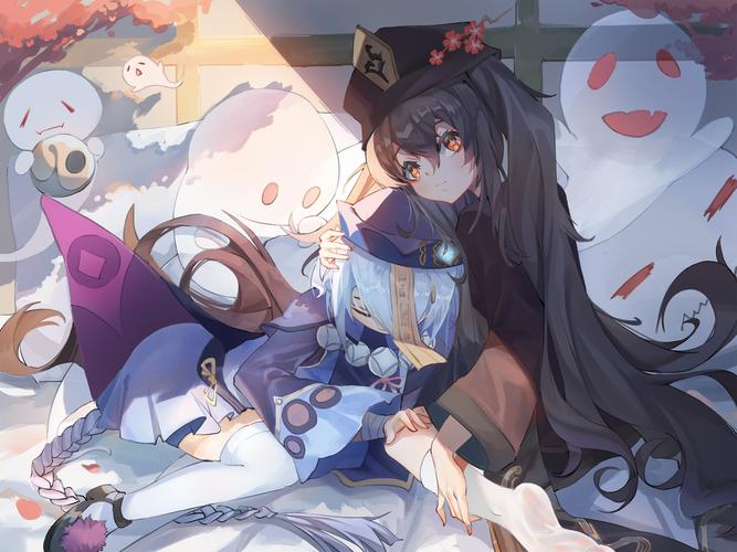 2-12|胡桃|胡桃(原神)|七七|ニーソ过膝袜 - 画师通