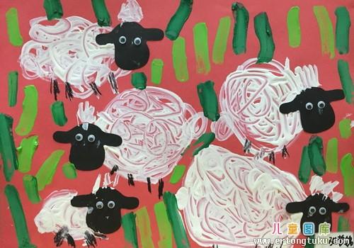 儿童水粉画铜奖作品:小羊肖恩,参赛年龄5岁