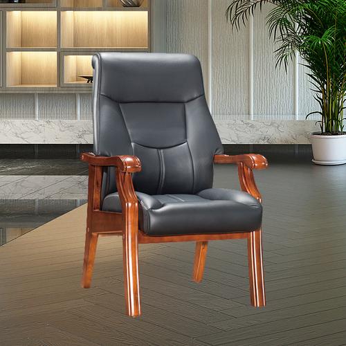 优百丽sh658橡胶木椅办公家具办公椅皮艺老板椅实木四脚椅电脑椅会议