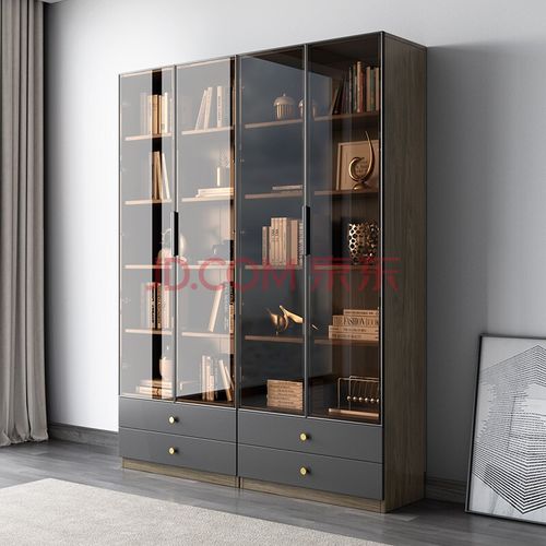 开工大吉栖梓自由组合书柜北欧小户型玻璃门独特书房书橱储物简约现代