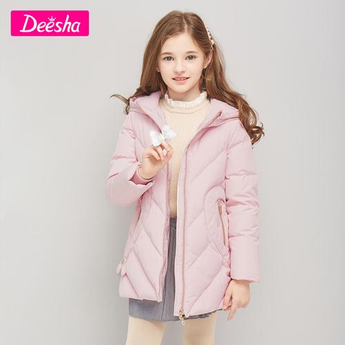 笛莎女童童装羽绒服冬装新款中大儿童小女孩中长羽绒服