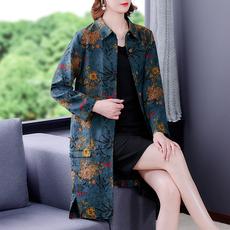 9992#2021秋新款香云纱真丝外搭妈妈装香云纱外套女风衣中长款