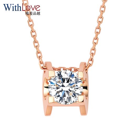 withlove唯爱品越18k金简约锁骨钻石项链钻石吊坠女款项坠相爱月明时