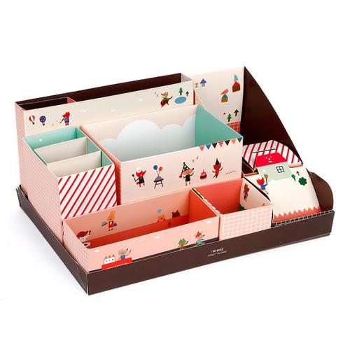 diy手工办公室桌面收纳盒 文具杂物整理盒化妆品首饰储物盒笔筒粉