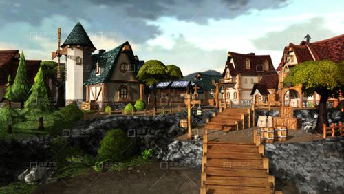 首页 3d模型下载 场景建筑  历史建筑  unity模型 欧洲小村庄 房屋