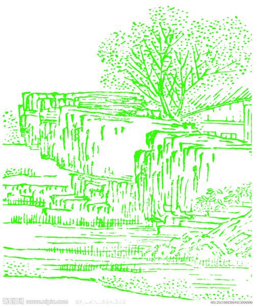 线条风景简画风景抽象线条画手绘简约风景线条画; 线条风景图片[设计