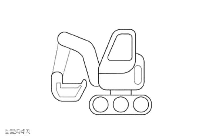 漂亮的挖掘机简笔画画法步骤