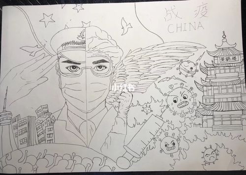抗击疫情_简笔画_绘画_简笔画教程_文化_绘画