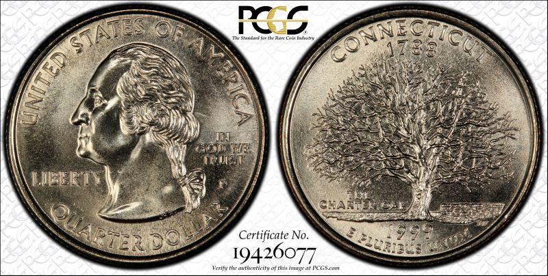 1999-p 25c connecticut ms68