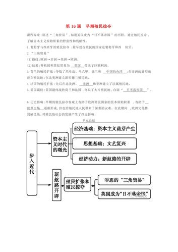 2020秋九年级历史上册第五单元第16课早期殖民掠夺知识提纲新人教版