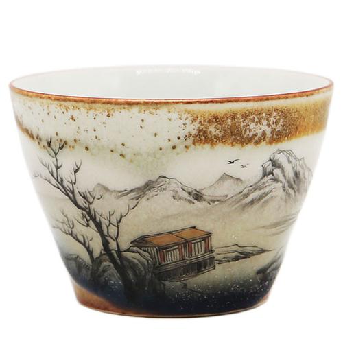 柴烧自然窑变纯手工单杯个人杯功夫茶道茶具 景德镇主人杯 十禅窑