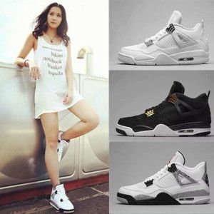 aj4篮球鞋男鞋纯白都聊白银黑金乔4白水泥女鞋恐惧白红情侣运动鞋